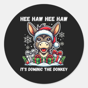 Sticker Rond Drôle de Noël Ane de Noël italien Dominic T
