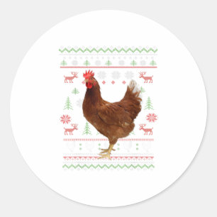 Sticker Rond Drôle de Noël moche poulet de Noël