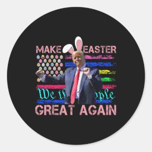 Sticker Rond Drôle de Pâques pour Trump dansant pour rendre Pâq