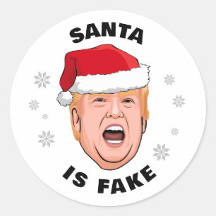 Sticker Rond Drôle de Père Noël Trump est faux