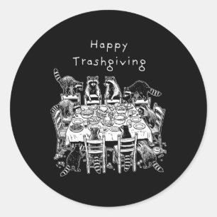 Sticker Rond Drôle de Raccoon Tendance Amateur de Trashgiving J