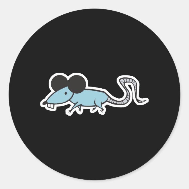 Sticker Rond drôle de rat (Devant)