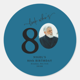 Sticker Rond Drôle de regard qui a 80 ans 80e anniversaire styl