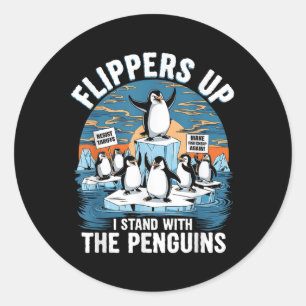Sticker Rond Drôle de résister aux pingouins protestation contr