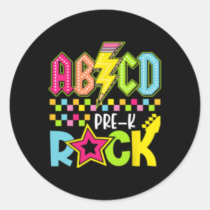 Sticker Rond Drôle de retour à l'école éclair pré K Rock Kid