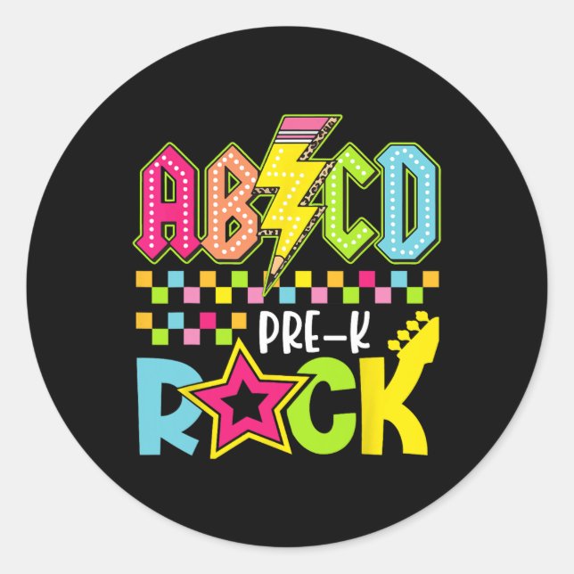 Sticker Rond Drôle de retour à l'école éclair pré K Rock Kid (Devant)