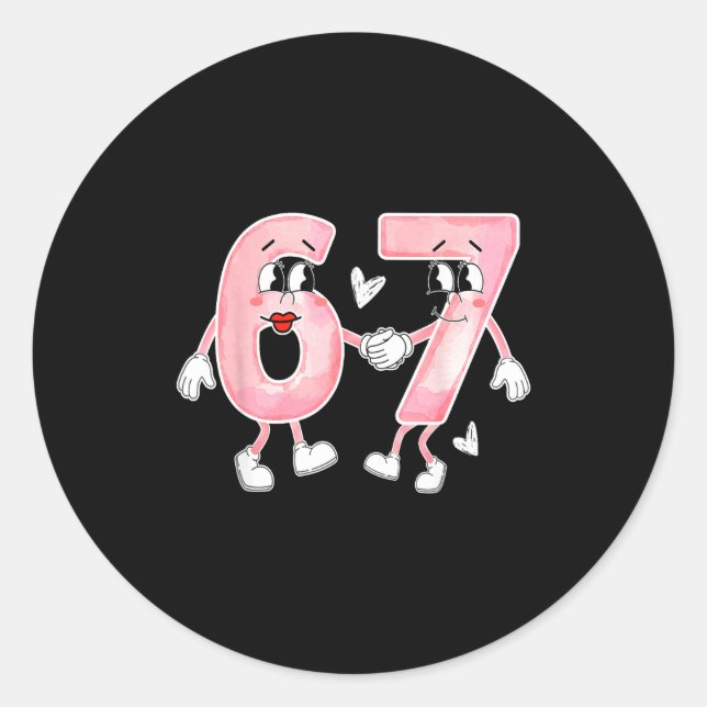 Sticker Rond Drôle de Saint-Valentin 6 7 Six Sept Mème Saint-Va (Devant)