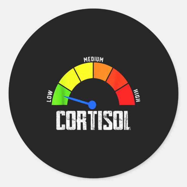 Sticker Rond Drôle de taux de cortisol bas v meme  (Devant)