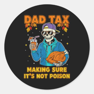 Sticker Rond Drôle de Thanksgiving Papa Taxe Squelette Dinde Jo