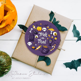Sticker Rond Drôle de Trick or Treat pour les enfants Halloween
