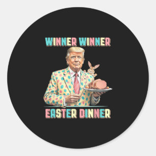 Sticker Rond Drôle de Trump Gagnant Gagnant Dîner de Pâques Jou