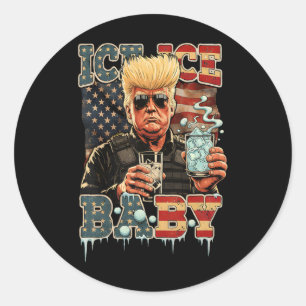 Sticker Rond Drôle de Trump Vintage Ice Drôle par Trump