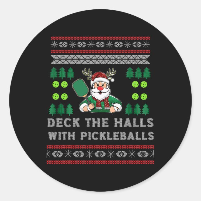 Sticker Rond Drôle Deck Les Halls Mal Sweater Pickle (Devant)