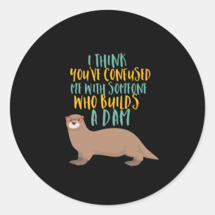 Sticker Rond Drôle dessin de Otter confondu avec castor de barr