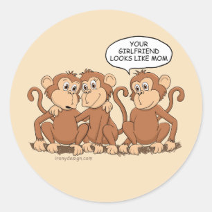 Sticker Rond Drôle dessin de singe