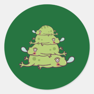 Sticker Rond Drôle dessin moderne Simply Classic Frogs