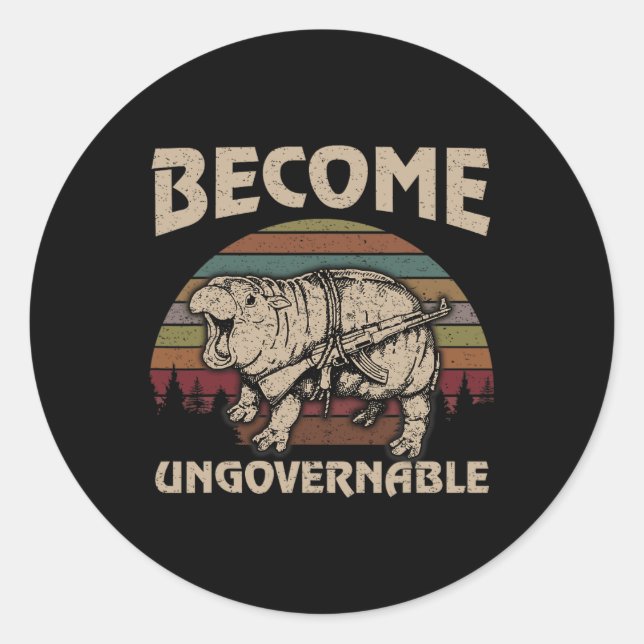 Sticker Rond Drôle Devenir ingouvernable Moo Deng Cute Ba (Devant)