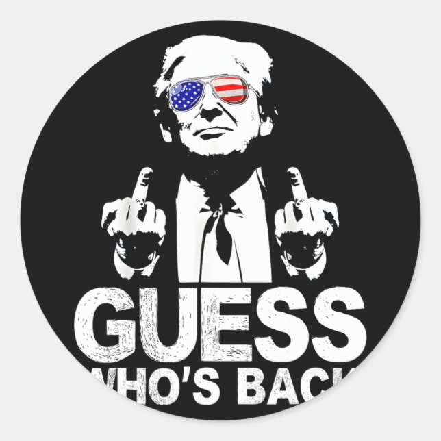 Sticker Rond Drôle Devinez qui est derrière le président Donald (Devant)