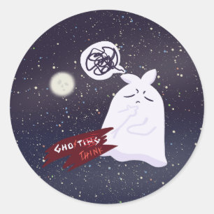 Sticker Rond Drôle d'humour d'Halloween surpensant Fantôme