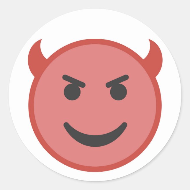 Sticker Rond Drôle Diable Emoji Smile Rouge (Devant)