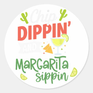 Sticker Rond Drôle Dippin' Et Margarita Sippin' Cinco De Mayo