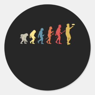 Sticker Rond Drôle Disque Golf Evolution Cadeau Vintage Frisbe