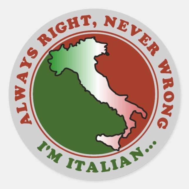 Sticker Rond Drôle d'Italien Têtu (Devant)