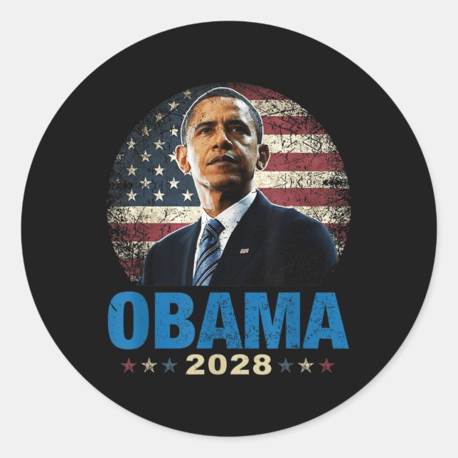 Sticker Rond Drôle d'Obama 2028 (Devant)