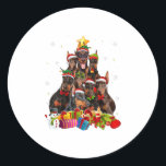 Sticker Rond Drôle Doberman Cadeaux d'arbre de Noël X<br><div class="desc">Drôle Doberman Cadeaux d'arbre de Noël X</div>