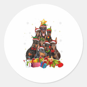 Sticker Rond Drôle Doberman Cadeaux d'arbre de Noël X