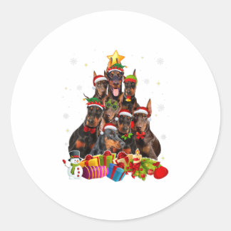 Sticker Rond Drôle Doberman Cadeaux d'arbre de Noël X