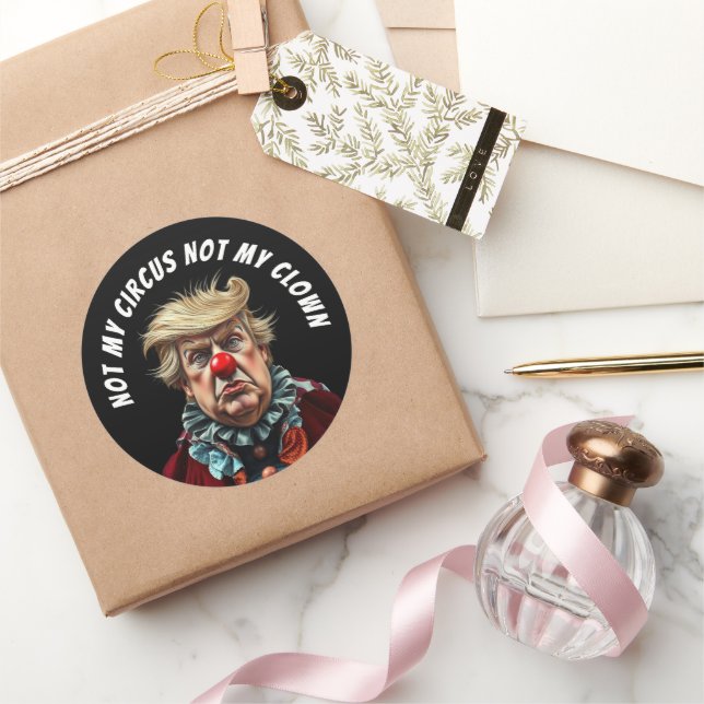 Sticker Rond Drôle Donald Trump clown (Cadeaux)