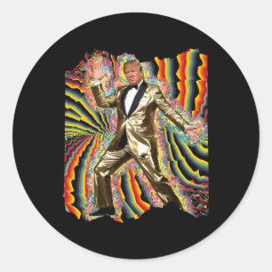 Sticker Rond Drôle Donald Trump Disco Dancing 60s les années 70