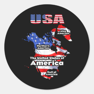 Sticker Rond Drôle Donald Trump Drapeau américain Canada Groenl