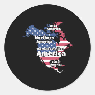 Sticker Rond Drôle Donald Trump Drapeau américain Canada Groenl