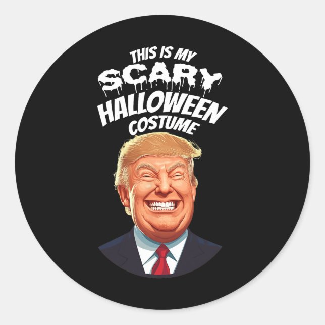 Sticker Rond Drôle Donald Trump Effrayant Halloween Gag Préside (Devant)