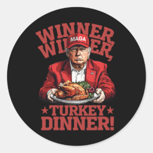 Sticker Rond Drôle Donald Trump Gagnant Turquie Dîner Tha