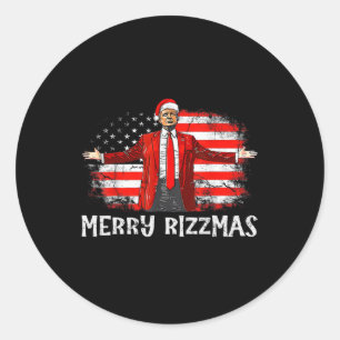Sticker Rond Drôle Donald Trump Joyeux Noël Joyeux Pyjamas Ho