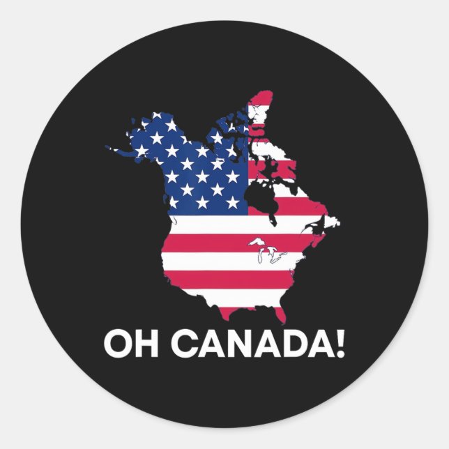 Sticker Rond Drôle Donald Trump Oh Canada 51e État États-Unis A (Devant)