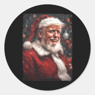 Sticker Rond Drôle Donald Trump Père Noël Père Noël