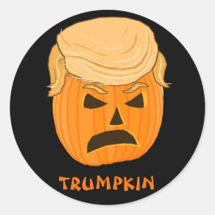 Sticker Rond Drôle Donald Trumpkin Citrouille Jack-o-lantern