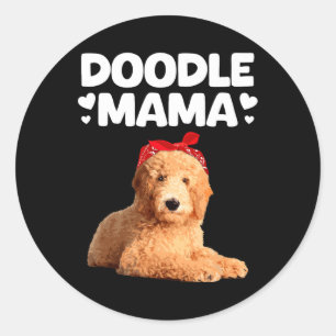 Sticker Rond Drôle Doodle Mama Design Pour Maman Femmes Goldend