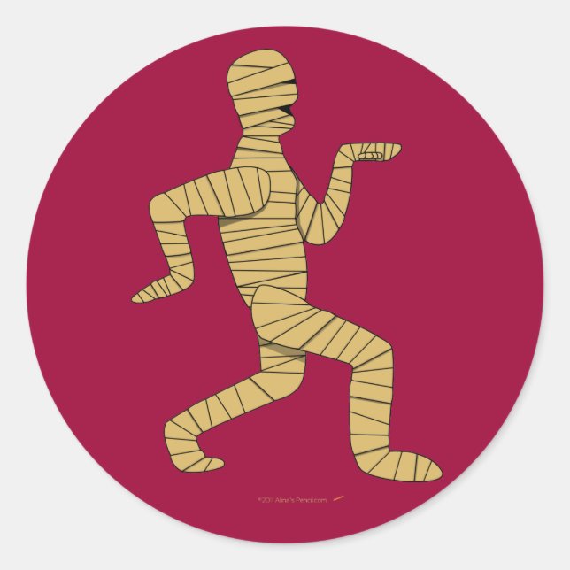 Sticker Rond Drôle Drôle Cartoon Égyptien Mummy Pyramides Perso (Devant)