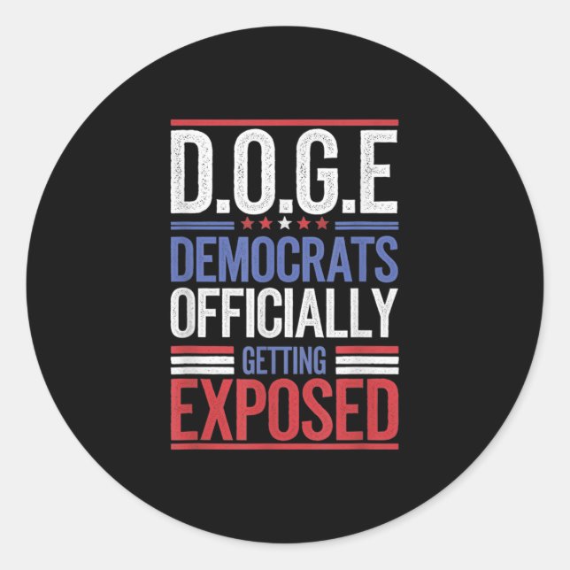 Sticker Rond Drôle Drôle D.o.g.e Doge Efficacité gouvernemental (Devant)