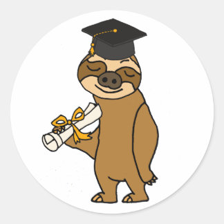 Sticker Rond Drôle Drôle Dessin De Diplôme De Fente