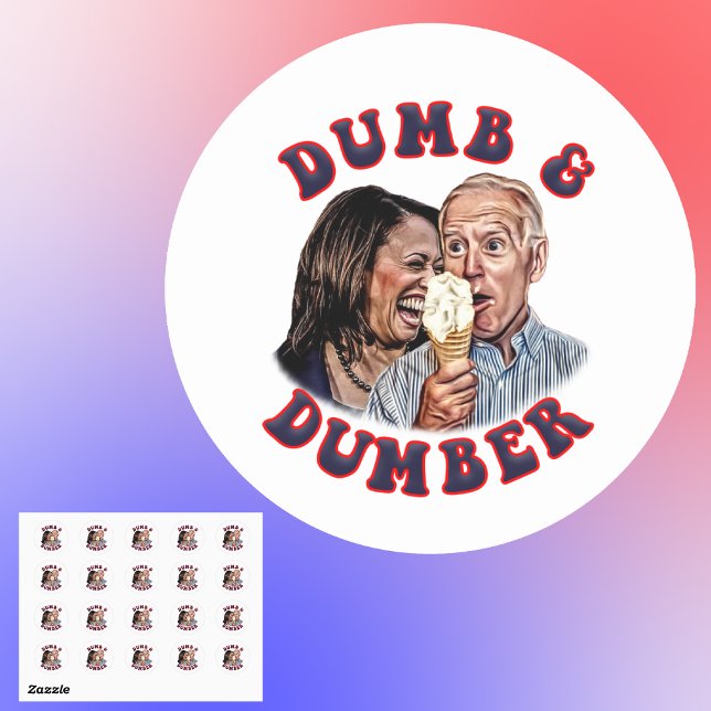 Sticker Rond Drôle Dumb et Dumber Biden Harris Dessin (Créateur téléchargé)