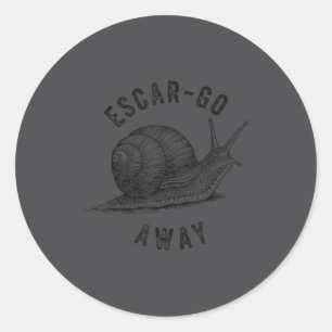 Sticker Rond Drôle E Va-t'en Escargot Vintage Pun Français Intr