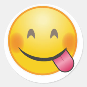 Sticker Rond Drôle Emoji visage savourer délicieux nourriture j