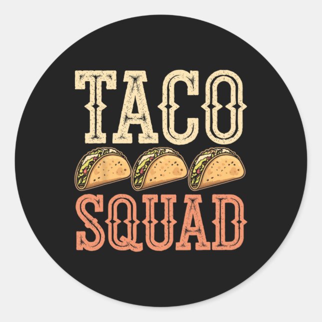 Sticker Rond Drôle Équipe Taco (Devant)