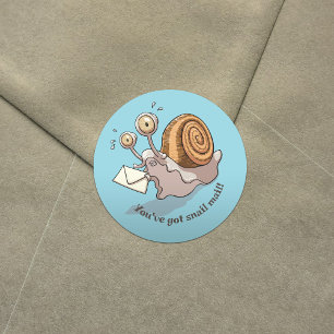 Sticker Rond Drôle escargot Vous avez un escargot Mail mignon d